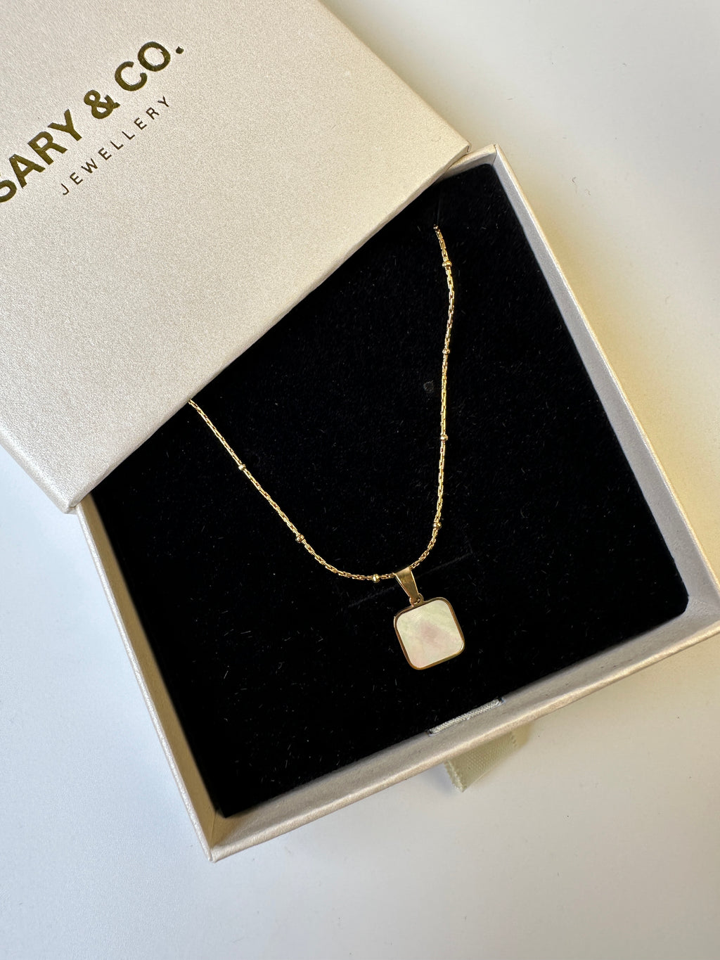 Ava - White Square 18k gold plated stainless steel necklace