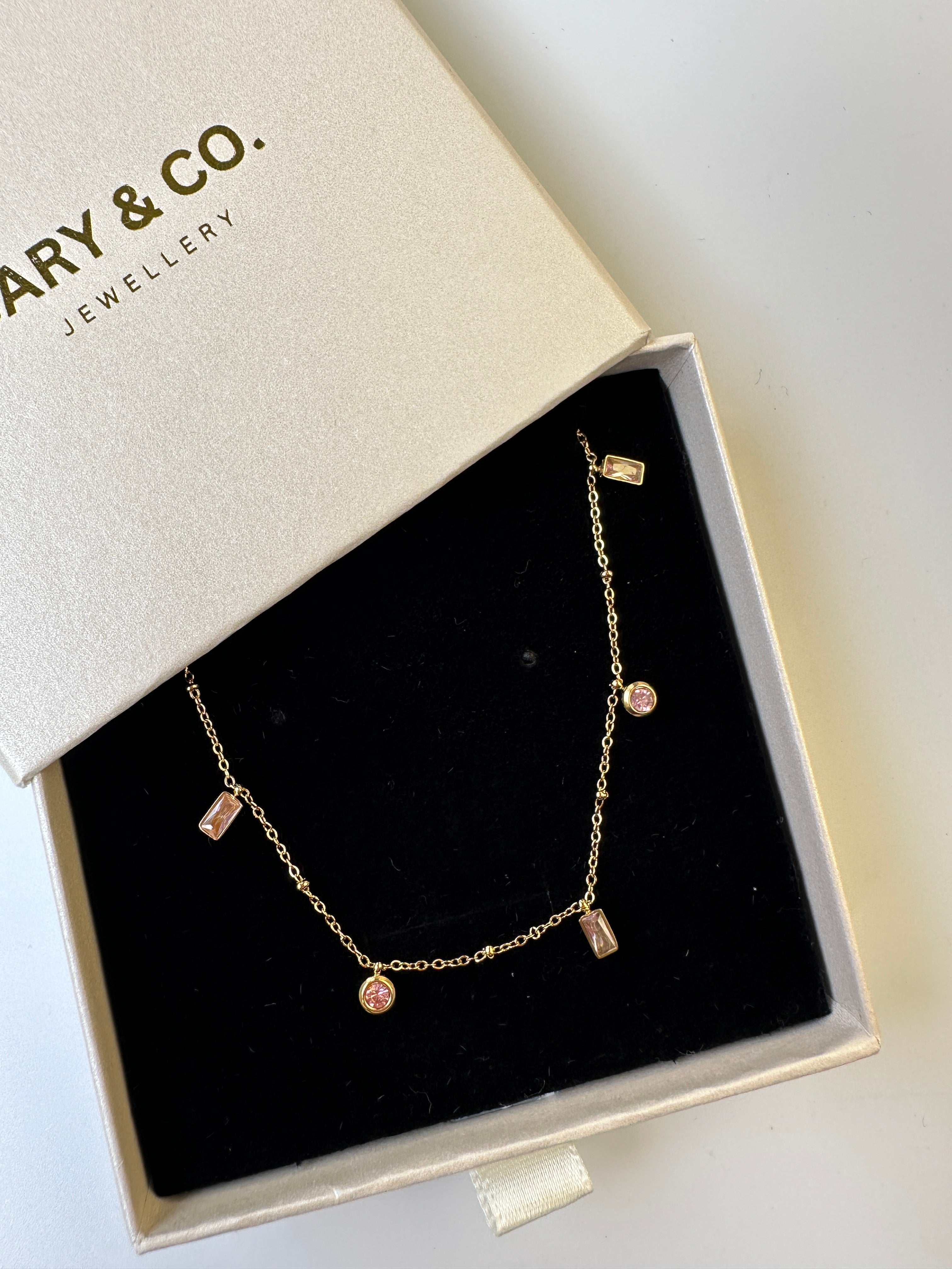 Ivy - Pink Dainty Zircon 18k gold plated stainless steel necklace