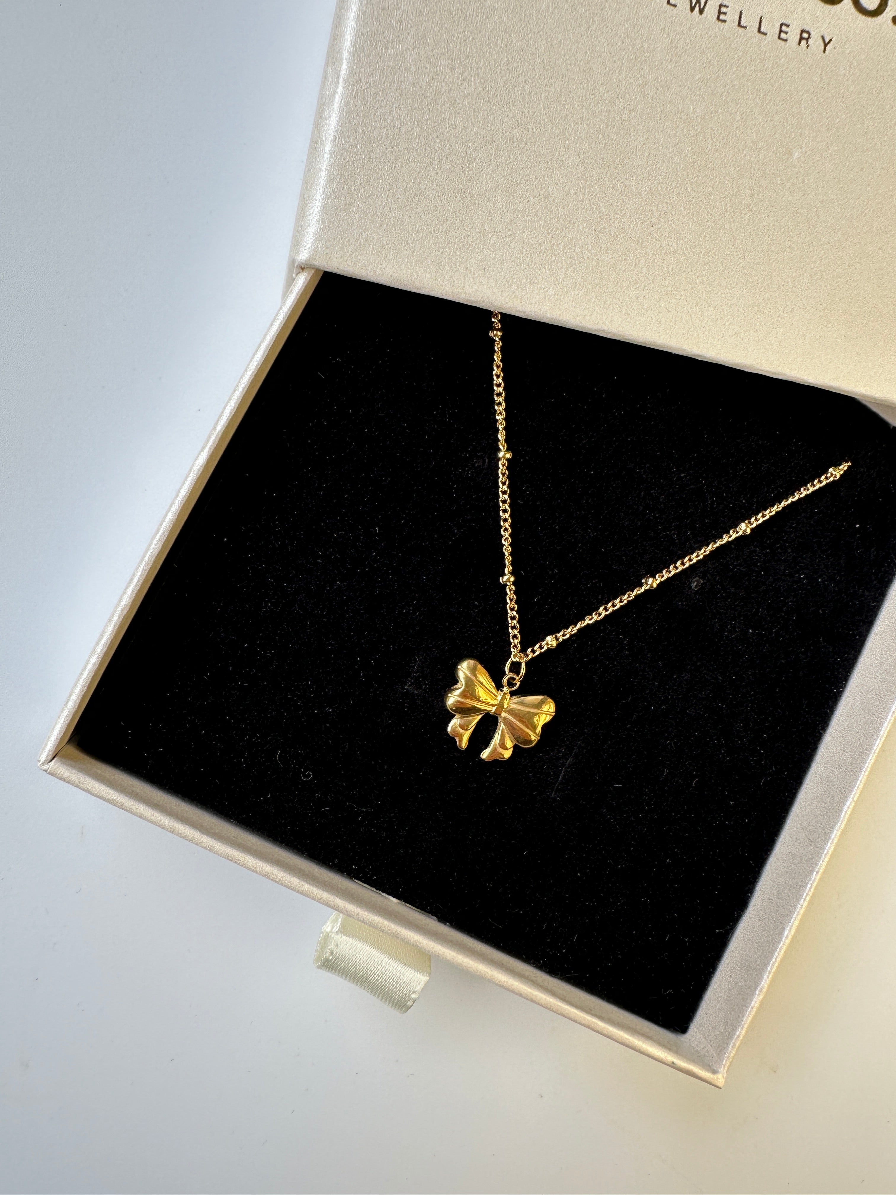 Venicia - Bow 18k gold plated stainless steel necklace