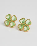Heart zircon Four-leaf clover stud - 18k gold plated stainless steel earrings