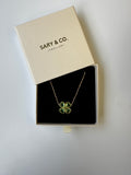 Mia - Green Heart Zircon Clover 18k gold plated stainless steel necklace
