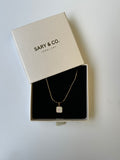 Ava - White Square 18k gold plated stainless steel necklace