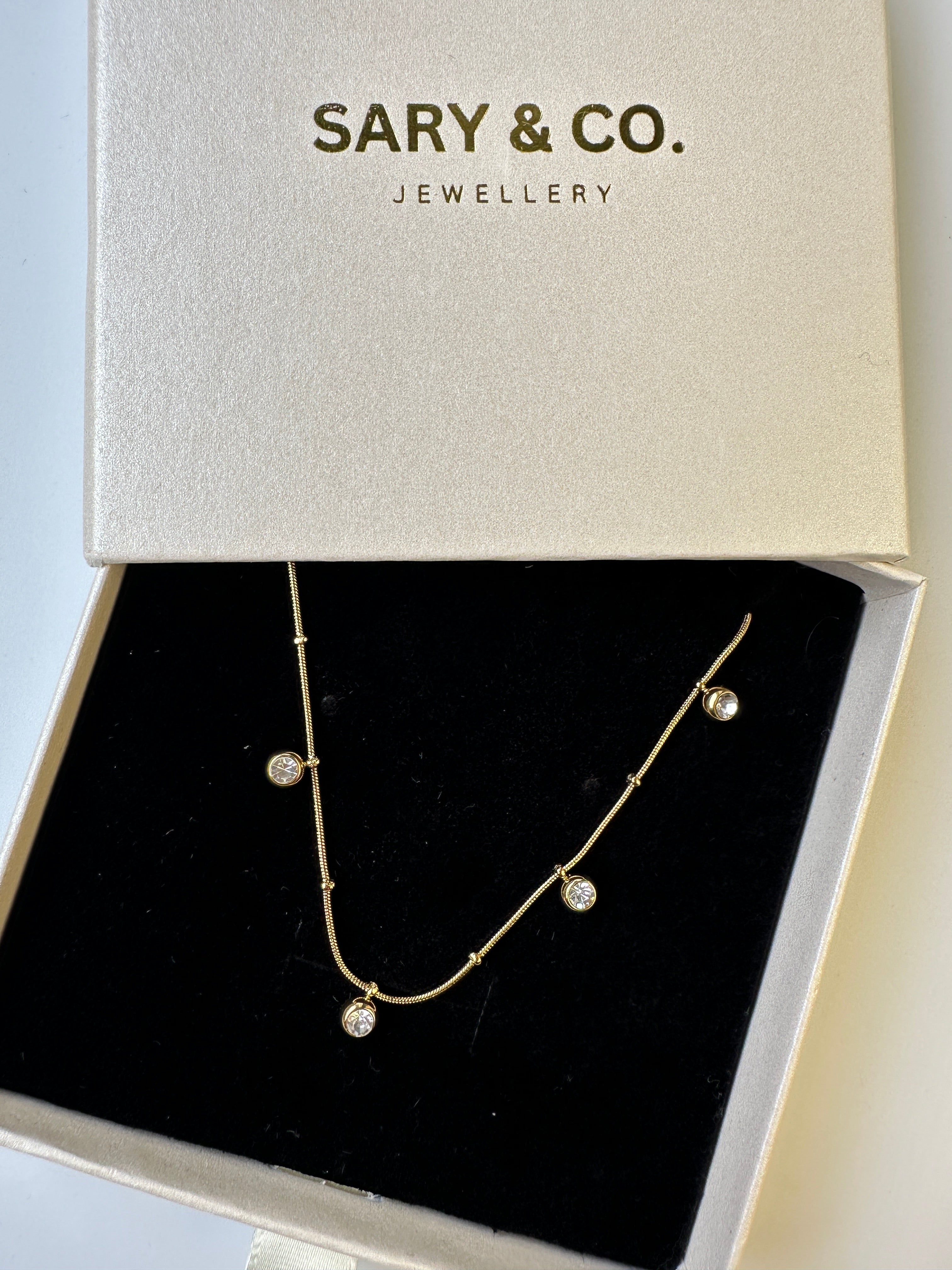 Aria - Zircon Charms Choker 18k gold plated stainless steel necklace