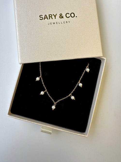 Azalea - Small Millet Pearls 18k gold plated stainless steel necklace