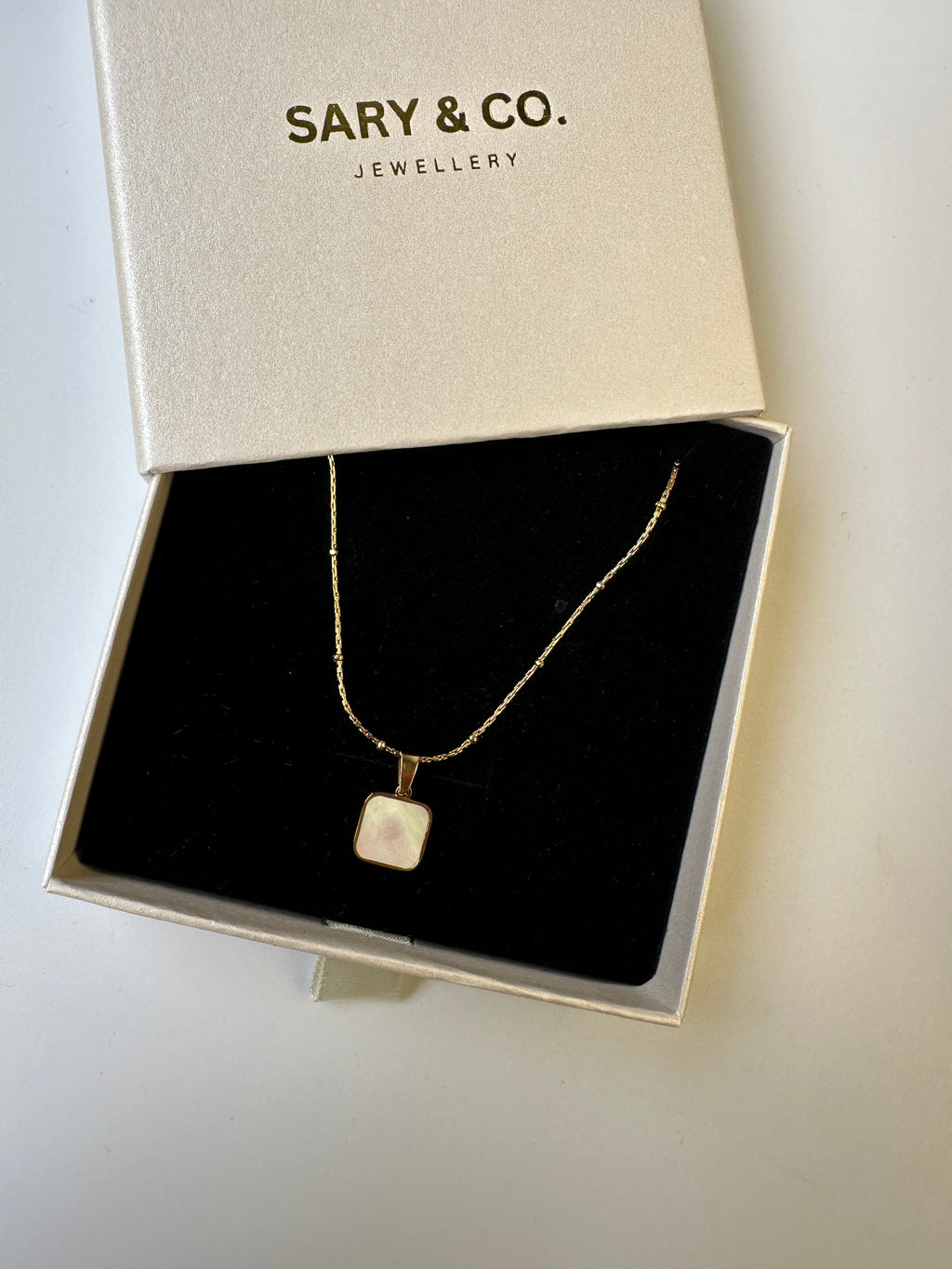Ava - White Square 18k gold plated stainless steel necklace