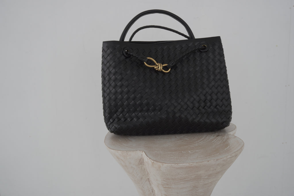 Jade Woven Leather HandBag - Vegan Leather