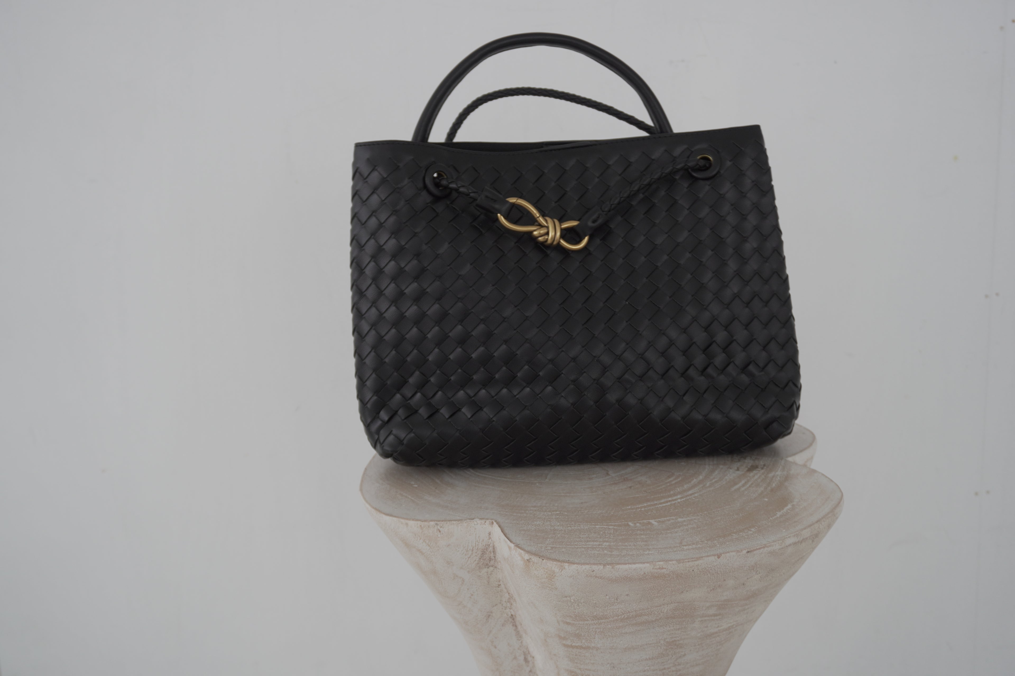 Jade Woven Leather HandBag - Vegan Leather
