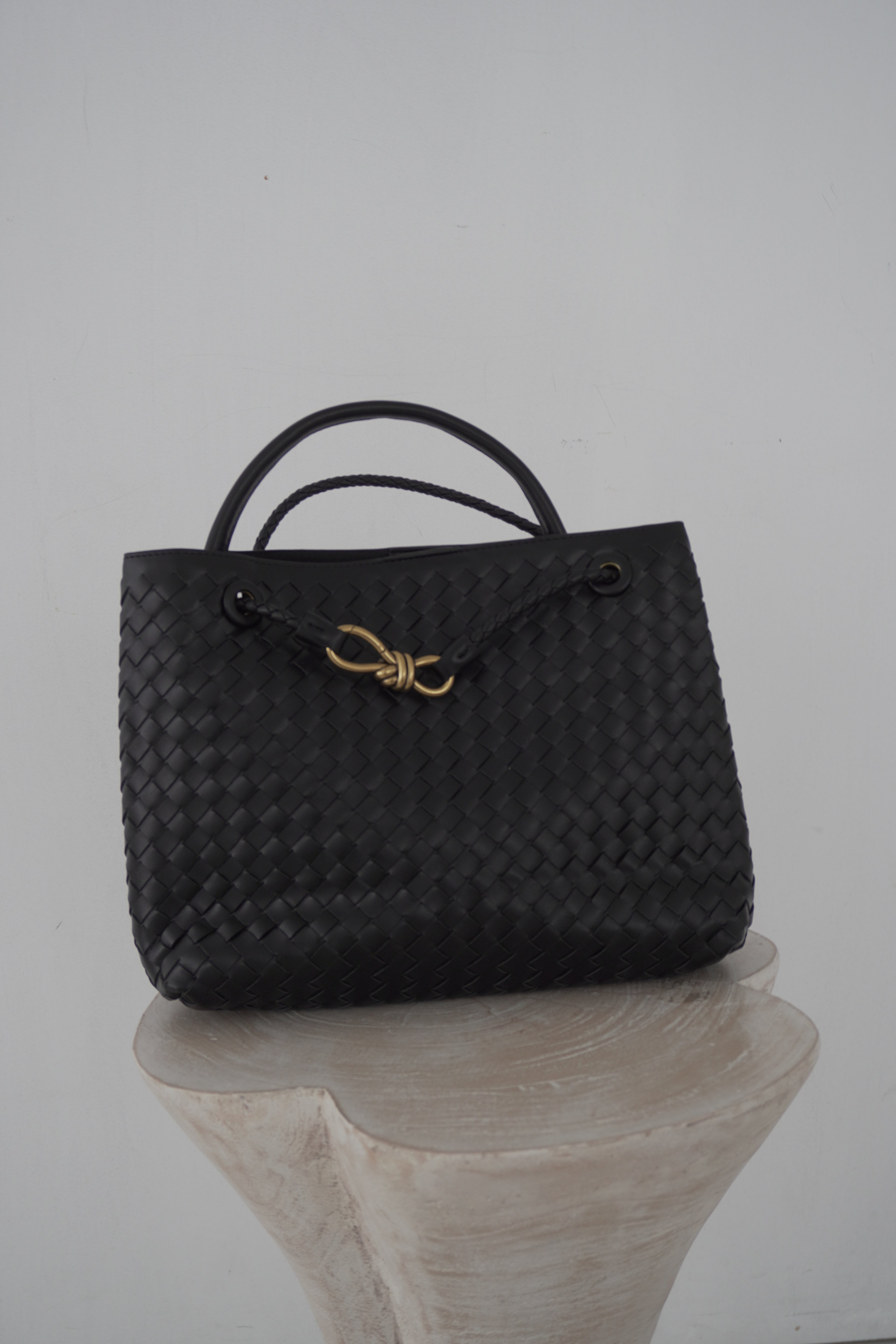 Jade Woven Leather HandBag - Vegan Leather