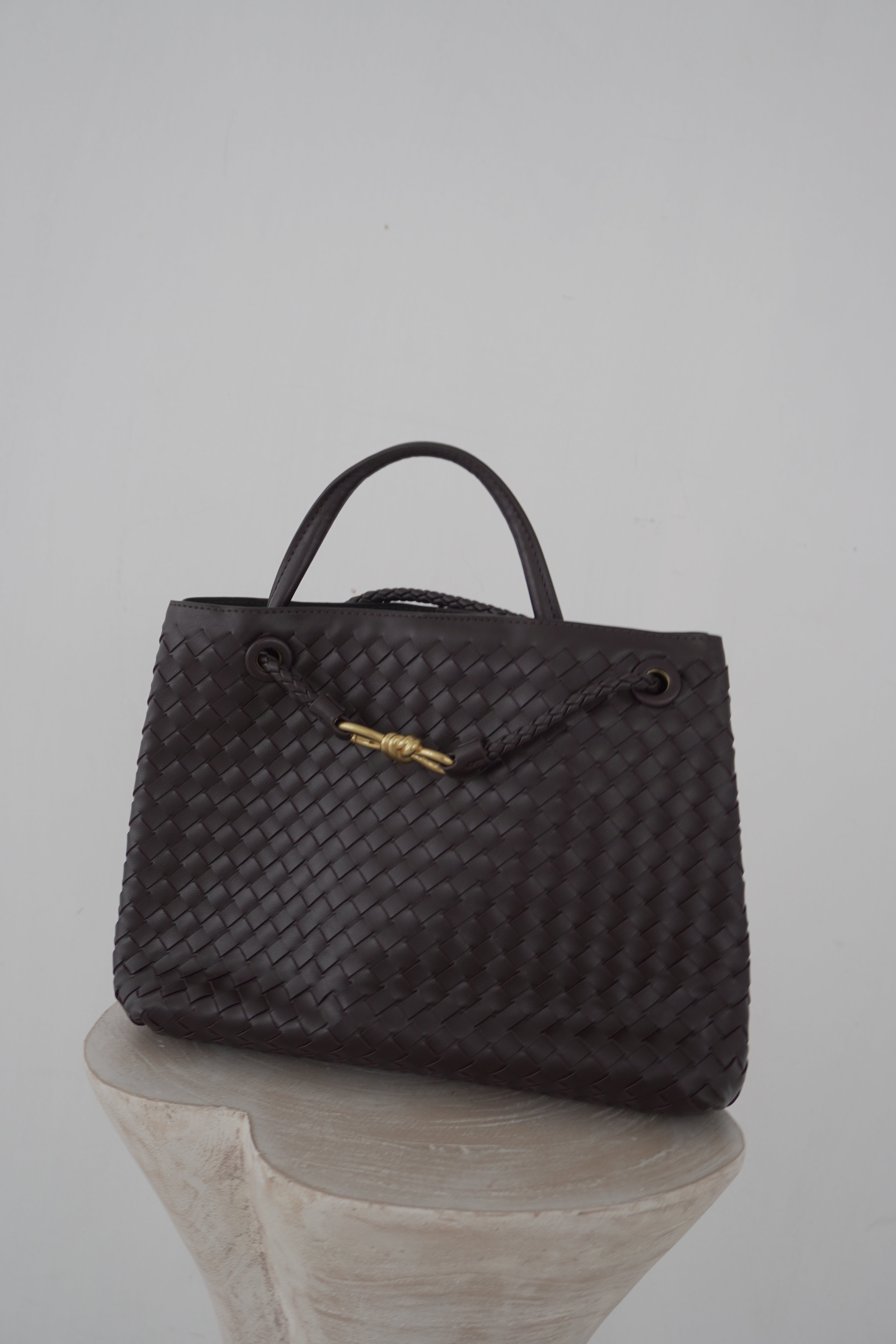 Jade Woven Leather HandBag - Vegan Leather