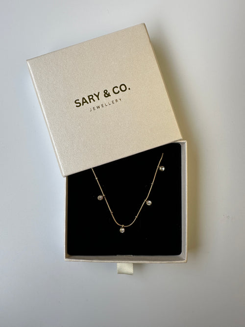 Aria - Zircon Charms Choker 18k gold plated stainless steel necklace