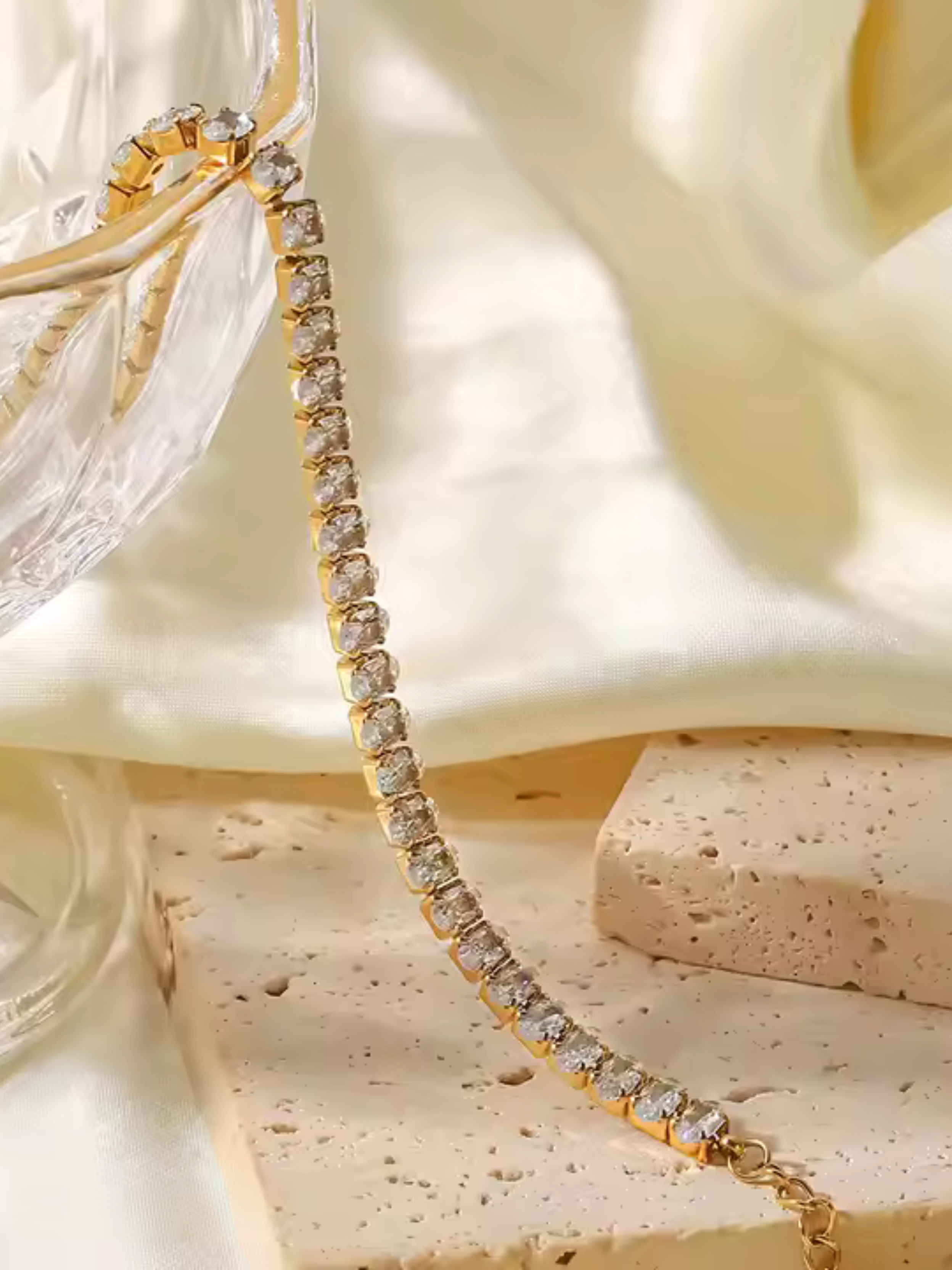 Eternity Oval tennis - 18k gold plated stainless steel  bracelet