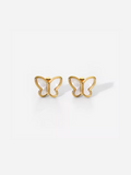 White Butterfly Stud - 18k gold plated stainless steel earrings