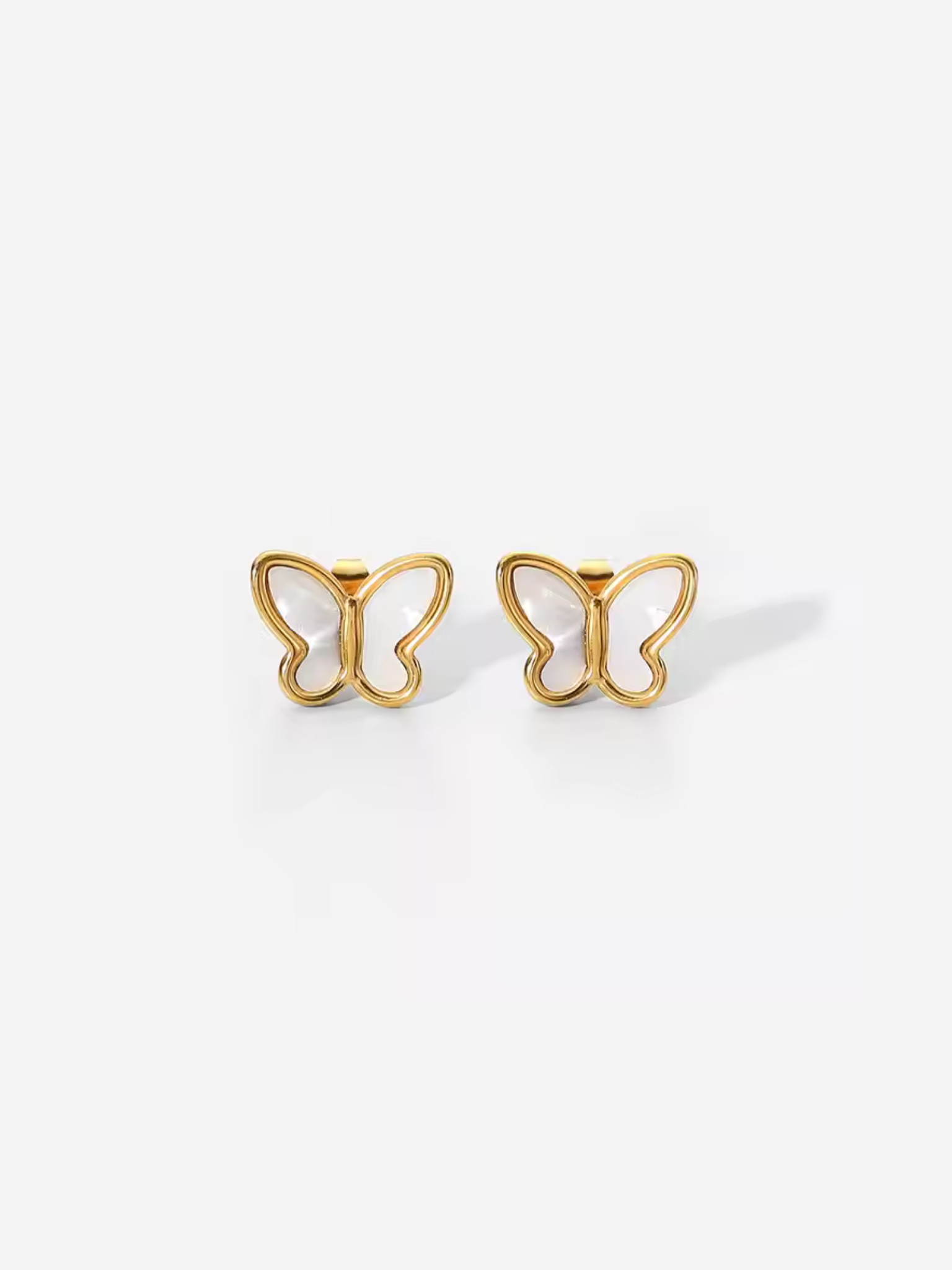 White Butterfly Stud - 18k gold plated stainless steel earrings