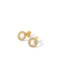 Circle cubic zirconia stud - 18k gold plated stainless steel earrings