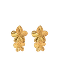 Double Flower Drop Earrings - 18k gold plated stainless steel earrings