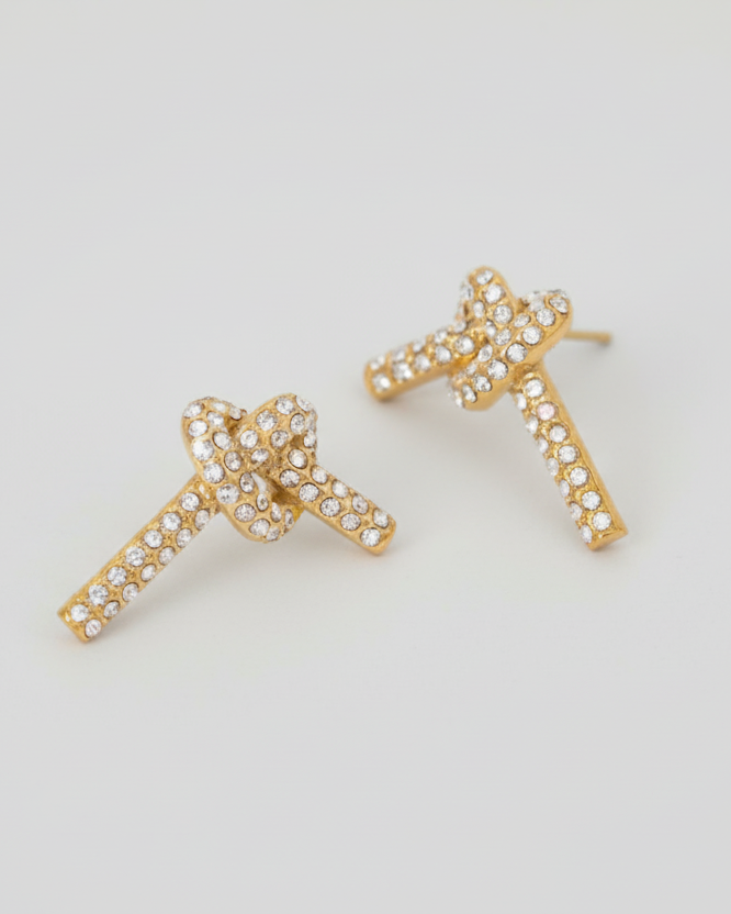 Chunky knot stud - 18k gold plated stainless steel earrings