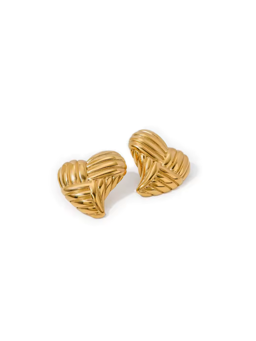 Peach Heart Studs - 18k gold plated stainless steel earrings