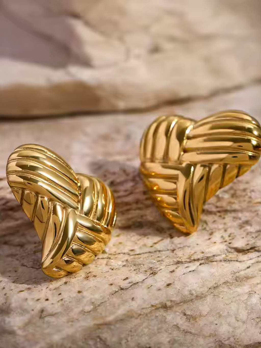 Peach Heart Studs - 18k gold plated stainless steel earrings
