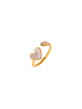 Rhinestone heart 18k gold plated adjustable ring