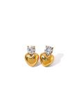 Zircon heart stud- 18k gold plated stainless steel earrings