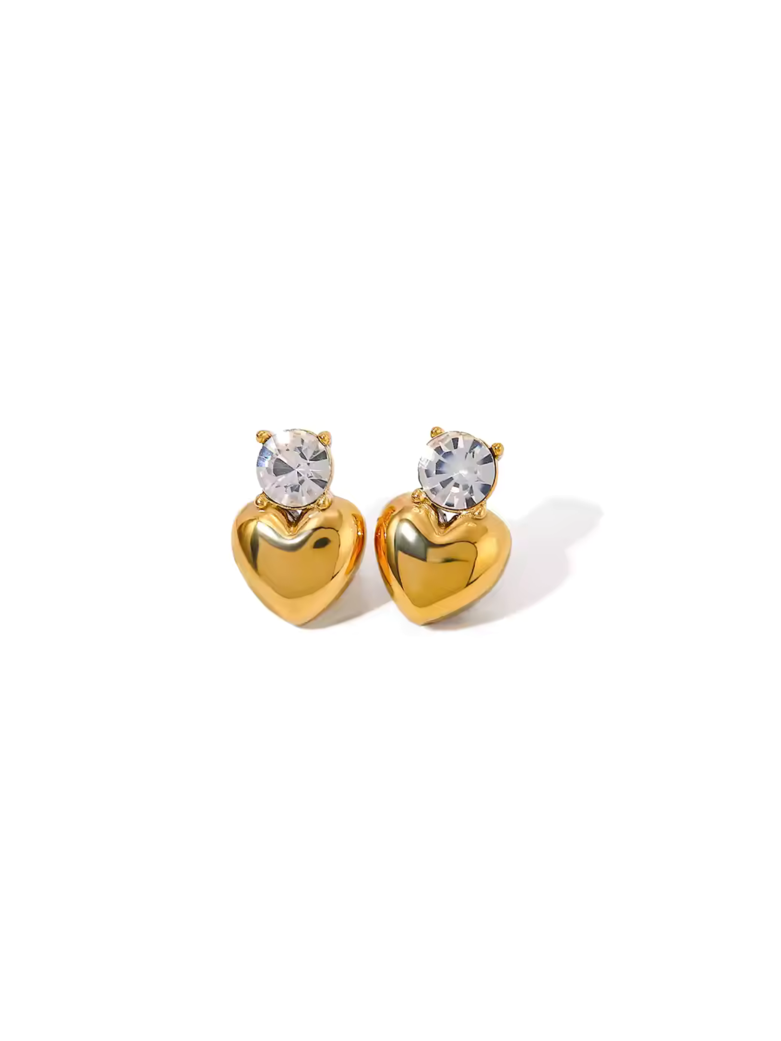 Zircon heart stud- 18k gold plated stainless steel earrings