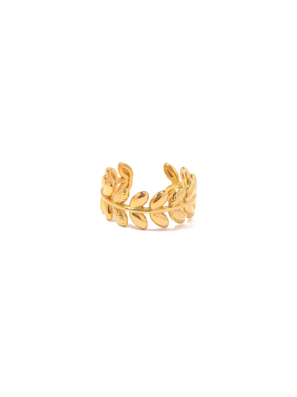 Leaf Band 18k gold plated stainless steel adjustable ring