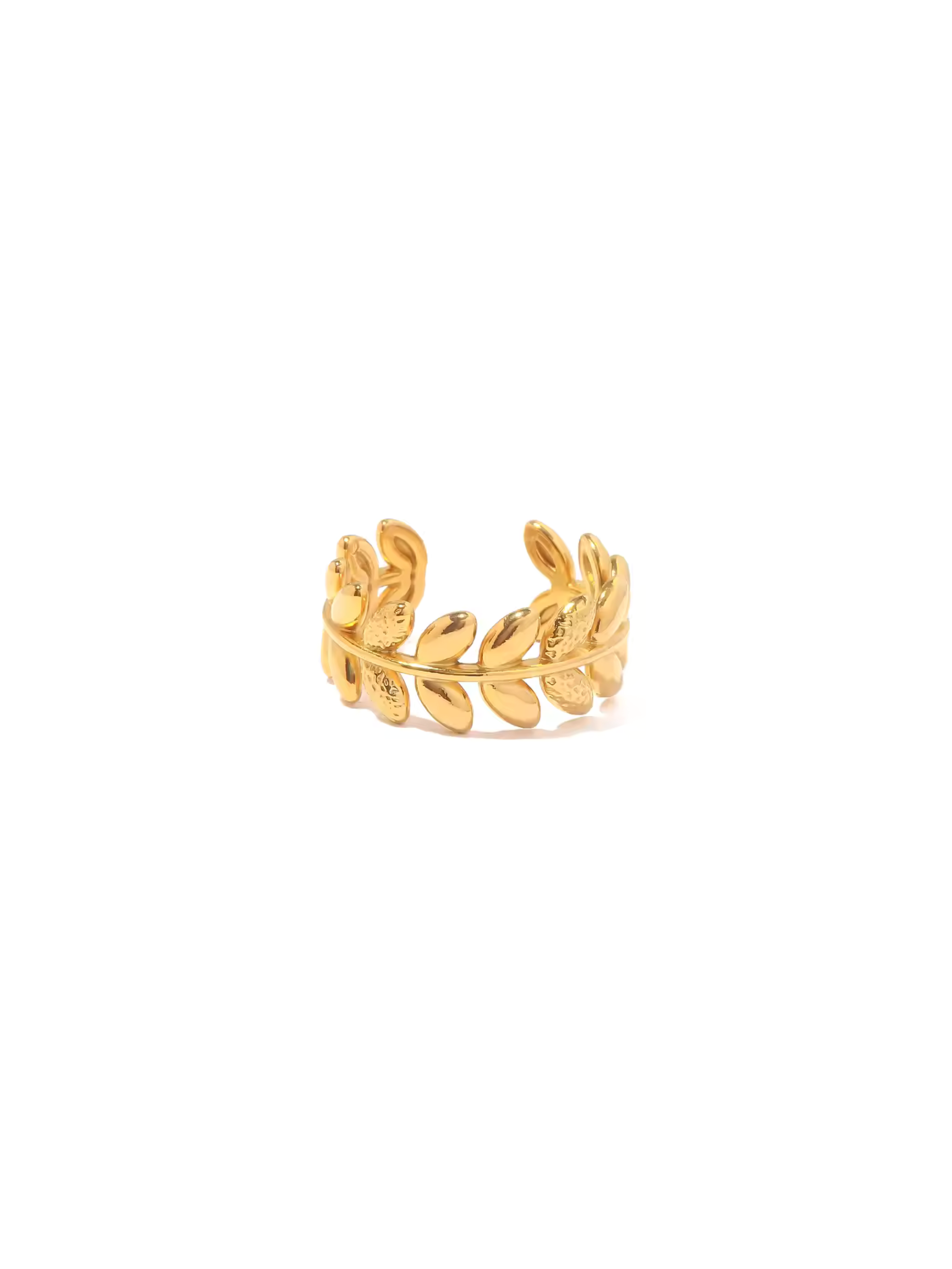 Leaf Band 18k gold plated stainless steel adjustable ring