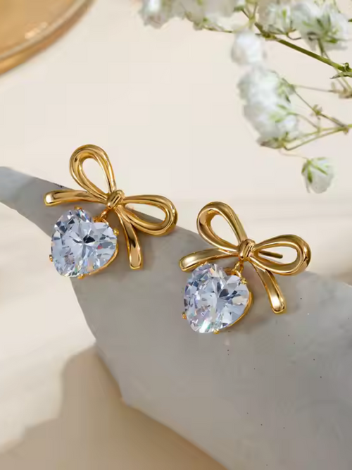 Bowknot Drop Earrings- 18k gold plated stainless steel earrings