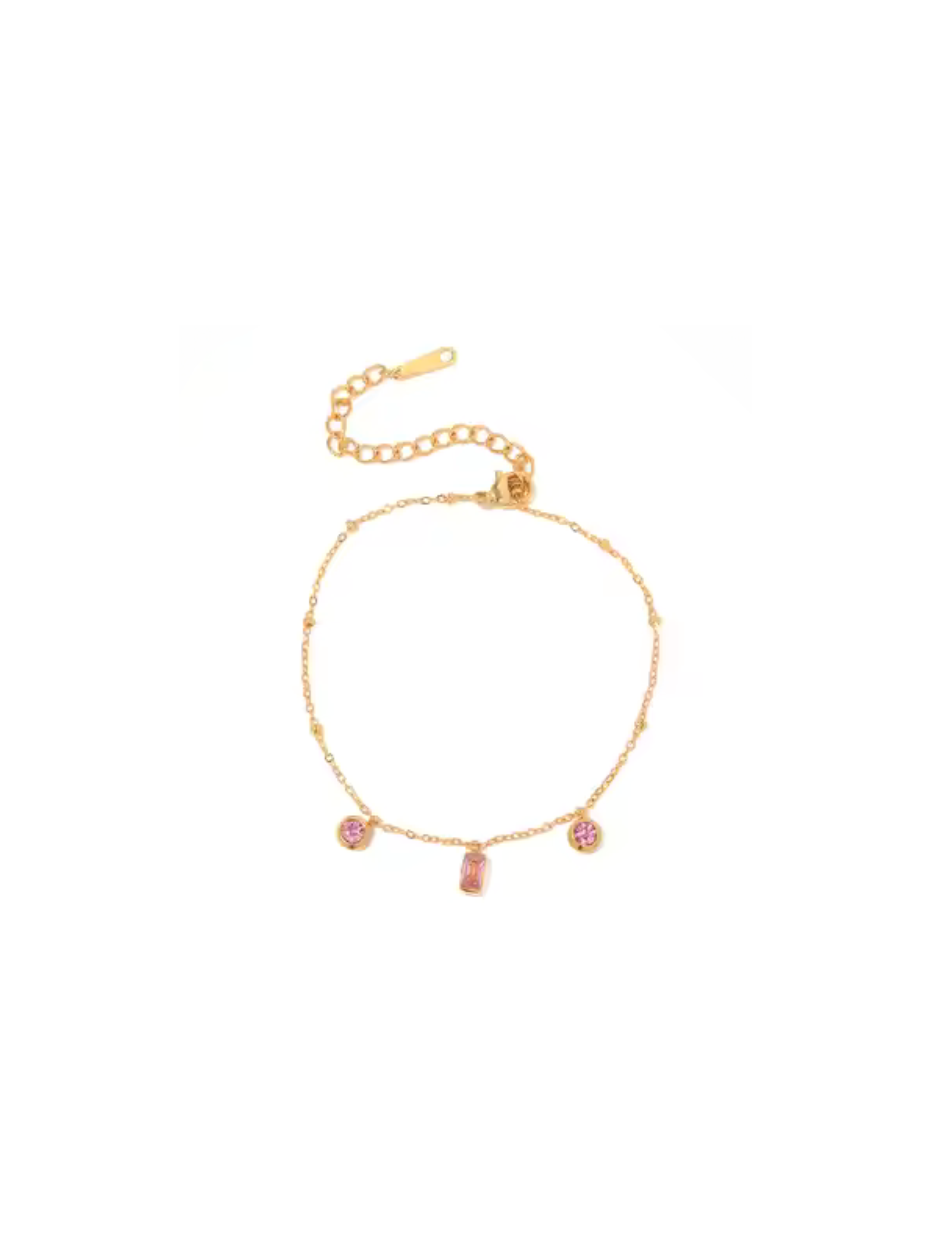 Pink Zircon Dainty - 18k gold plated stainless steel bracelet