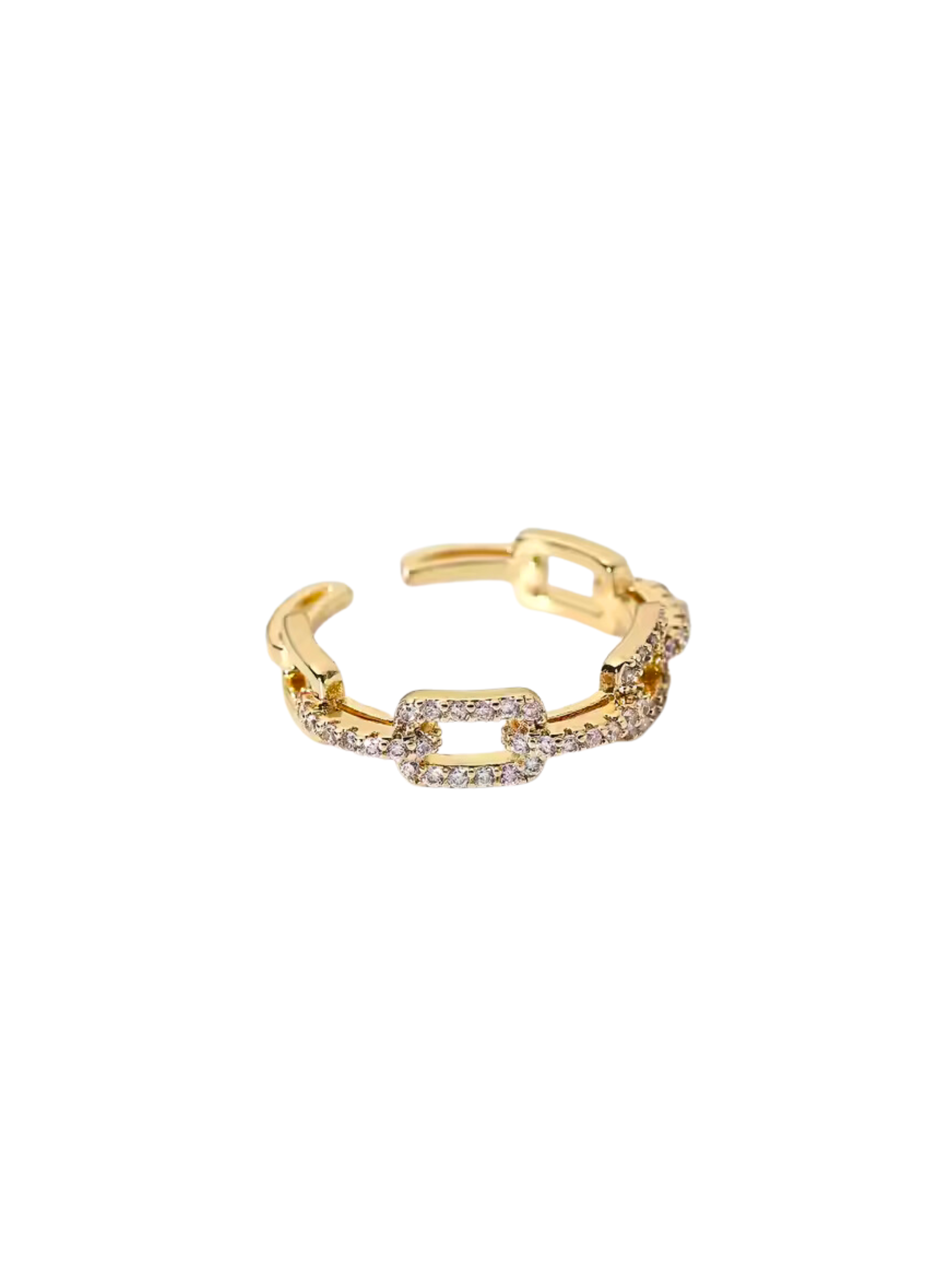 Zircon Square Buckle Link Chain 18k gold plated adjustable ring