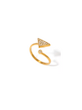 Triangle rhinestone interlaced 18k gold plated adjustable ring