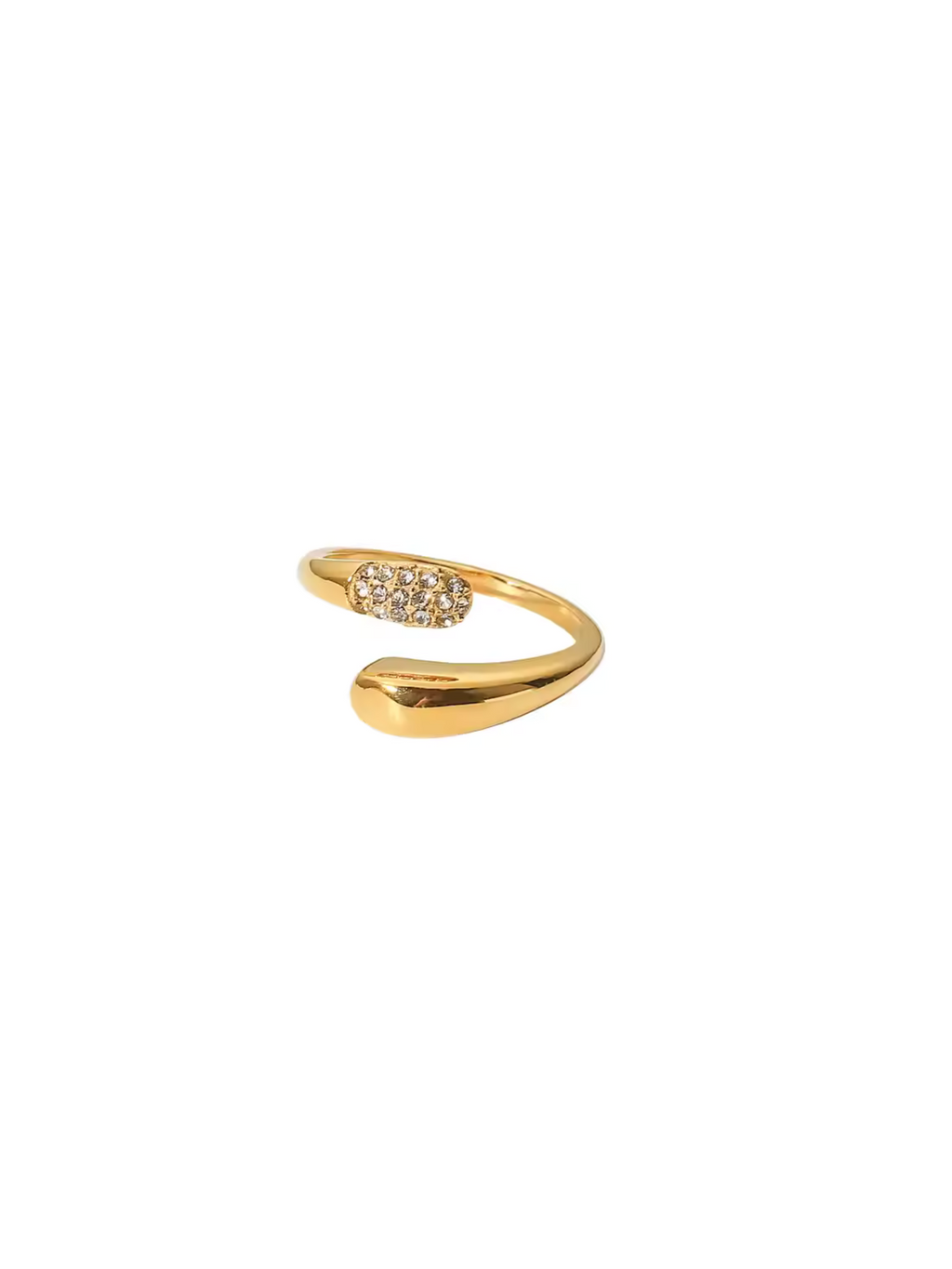 Snake shape zircon 18k gold plated adjustable ring