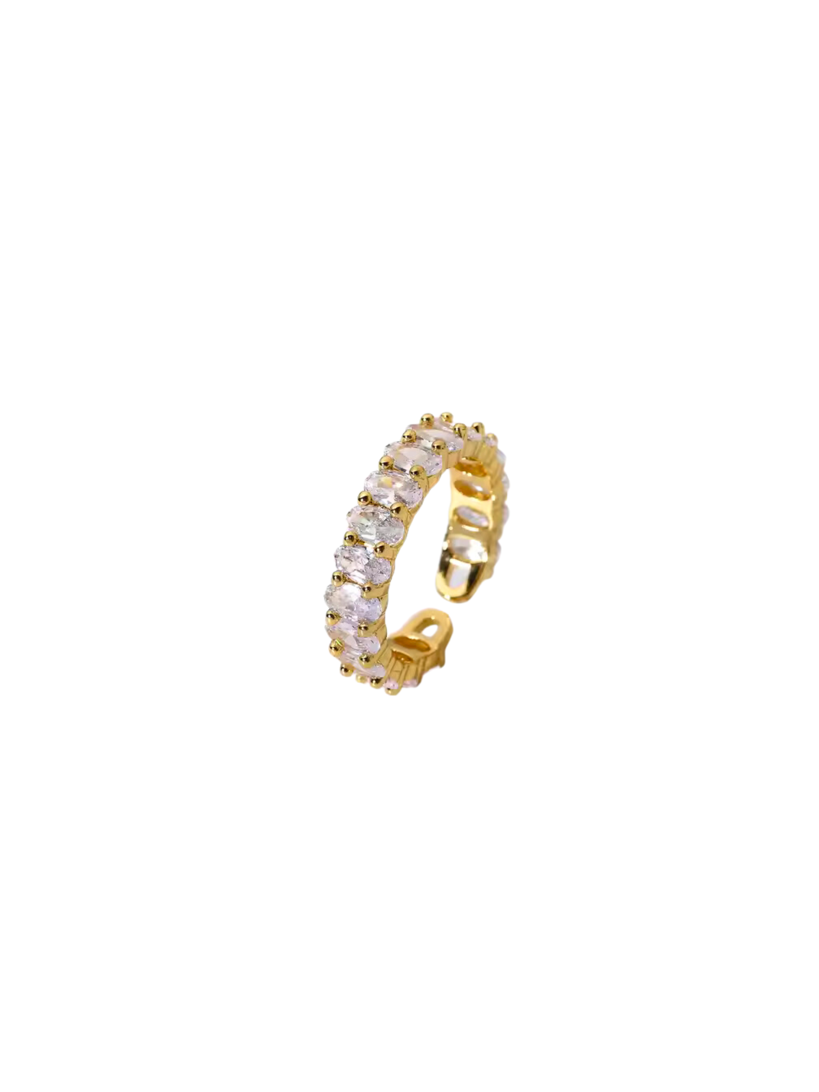 Tennis 18k gold plated stainless steel adjustable ring